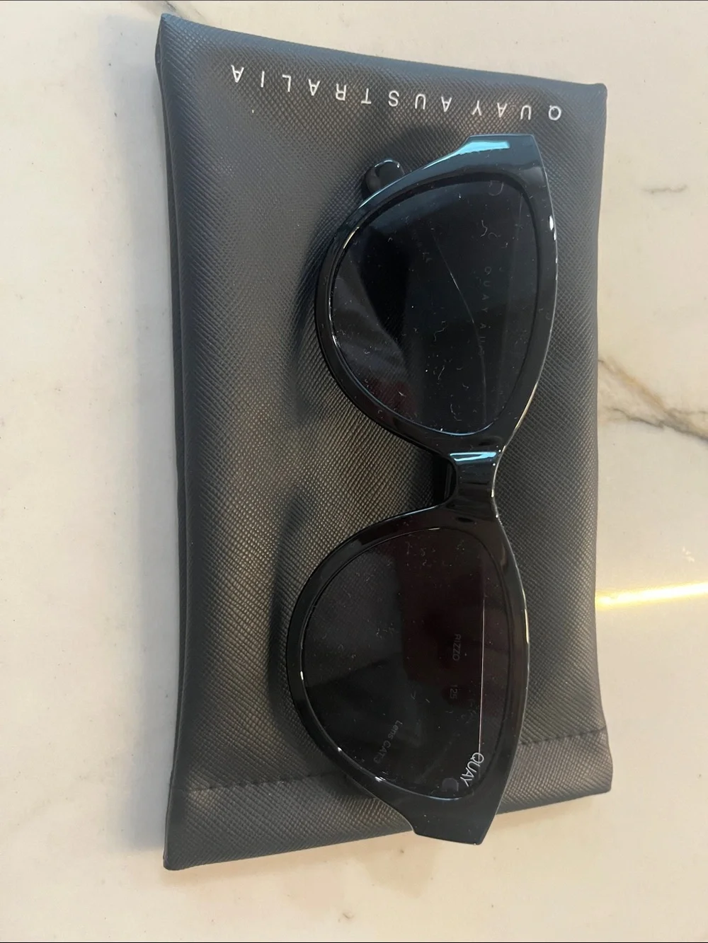Quay Australia Black Round Sunglasses with Dark Lenses. Rizzo 125 style